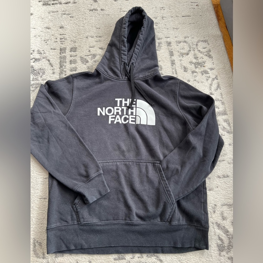 Men’s North Face hooded sweatshirt size medium, washed out black color